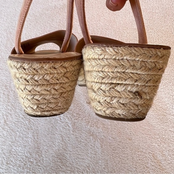 KENNETH COLE SOFT NUBUCK BLUSH SLINGBACK ESPADRILLE RAFFIA PEEP TOE SANDAL SZ 10 - Picture 8 of 10